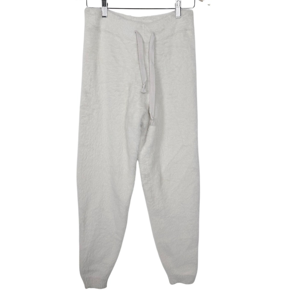 Mersea Chalet Jogger Fuzzy Luxe High Waisted Lounge Pants Cream Size M